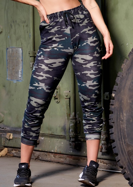 Calça de Moletim Sublimada Army com elastano