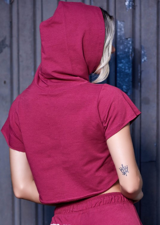 Cropped Moletim Inspired Vinho com elastano