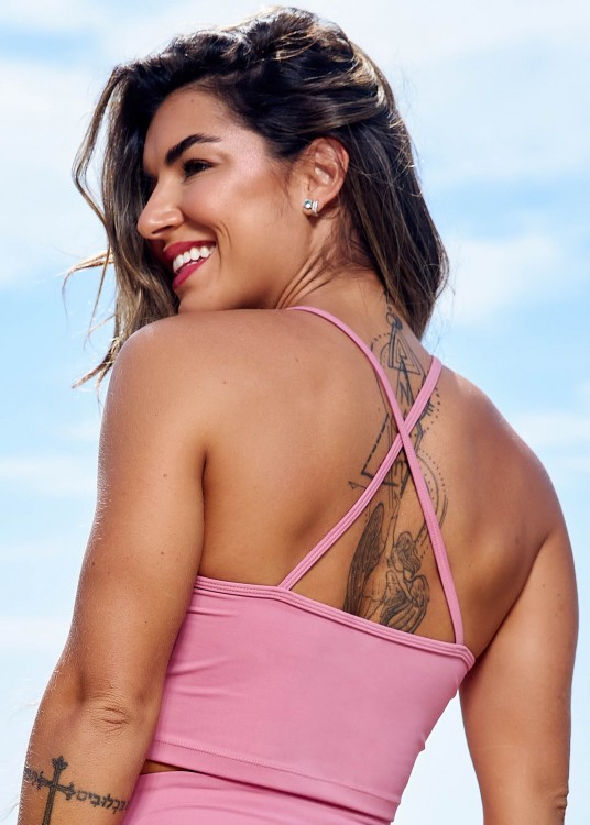 Top Cropped Amethyst em Suplex de Poliamida Lilás