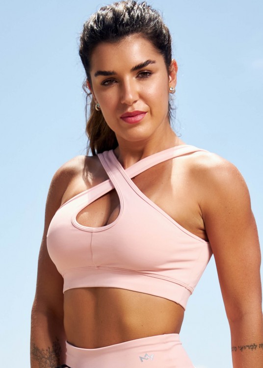 Top Fitness 2 em 1 Fairy em Suplex de Poliamida Rosa