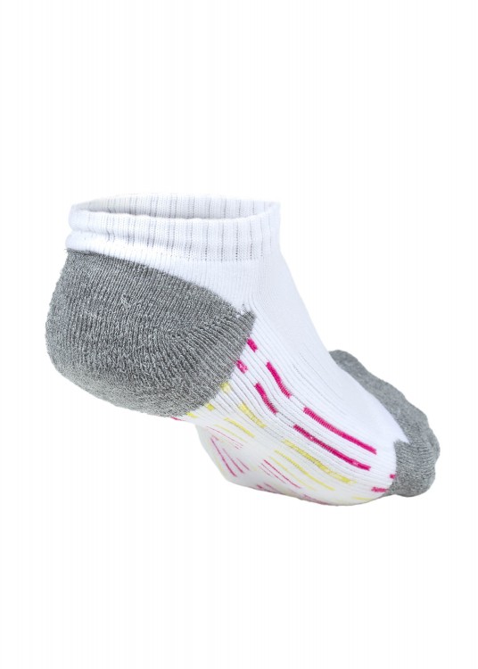 Meia Feminina Hardyn Binado Branco com Mescla detalhes Pink e Amarelo