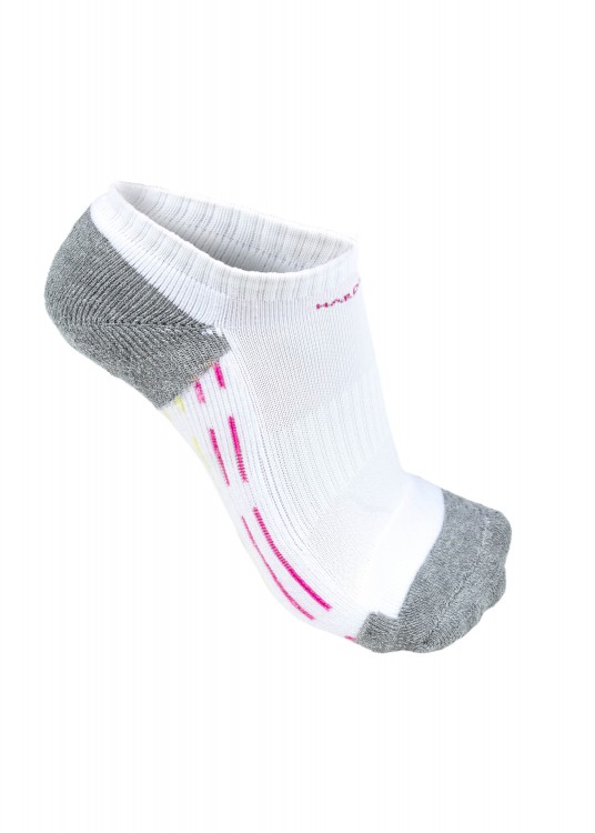 Meia Feminina Hardyn Binado Branco com Mescla detalhes Pink e Amarelo