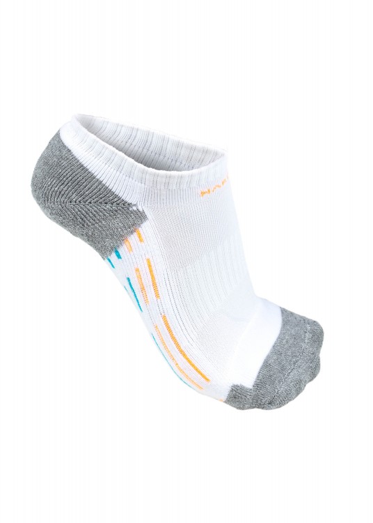 Meia Feminina Hardyn Binado Branco com Mescla  detalhes Turquesa e Laranja Neon