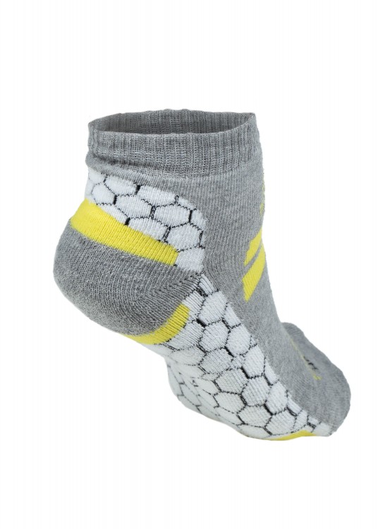Meia Feminina Hive Cinza com Branco e Amarelo