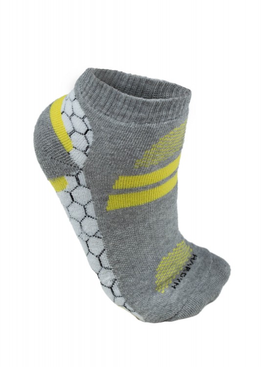 Meia Feminina Hive Cinza com Branco e Amarelo