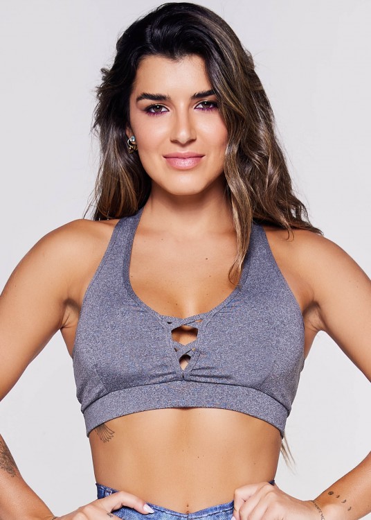 Top Fitness Charm Mescla em Suplex de Poliéster