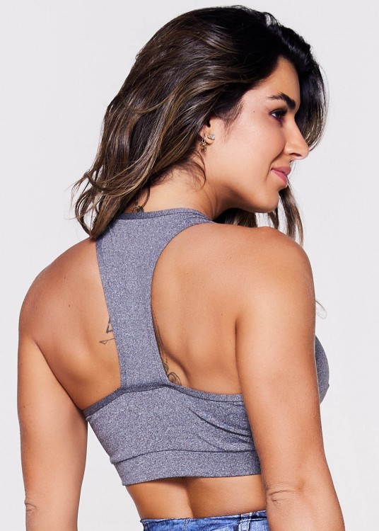Top Fitness Charm Mescla em Suplex de Poliéster
