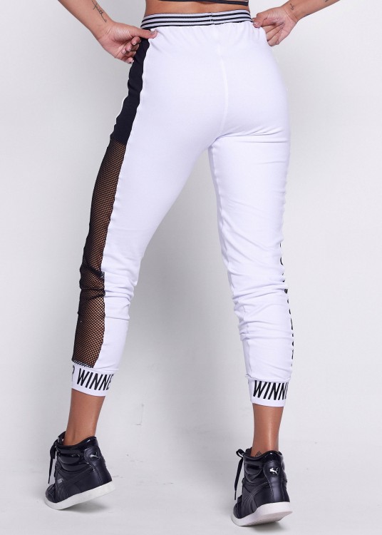 Calça de Moletim Winner Branco Com Elástico
