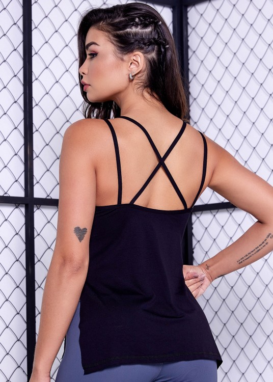 Regata Alongada Energy Preta com Silk