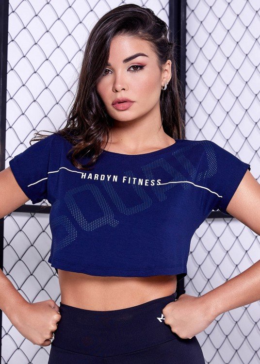 Cropped Fitness Arredondado Squad Marinho