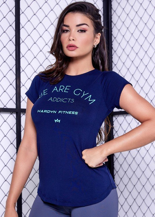 Blusa Fitness Manga Curta We Are Gym Marinho
