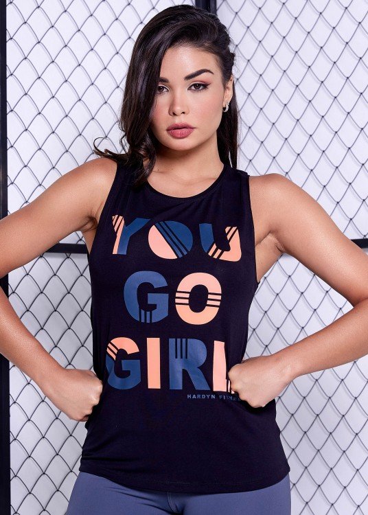 Regata Barra Arredondada You Go Girl Preta