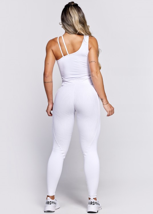 Macacão Fitness Absolut Branco em Jacquard