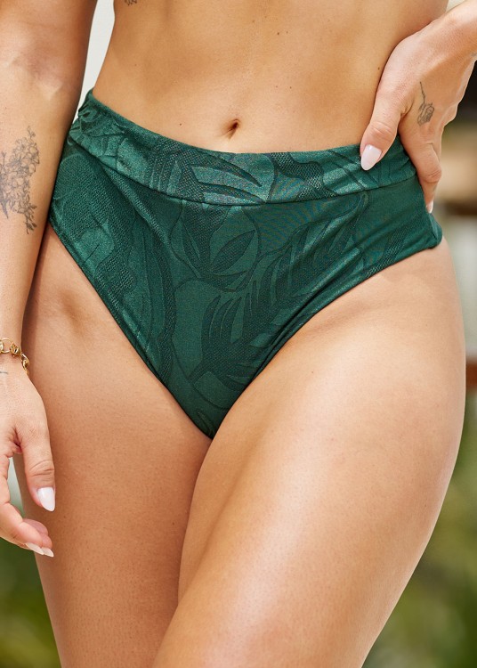 Calcinha Biquini Hot Pant Fio Dental Texturizado Verde