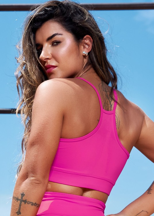 Top Fitness Shock em Suplex de Poliamida Rosa