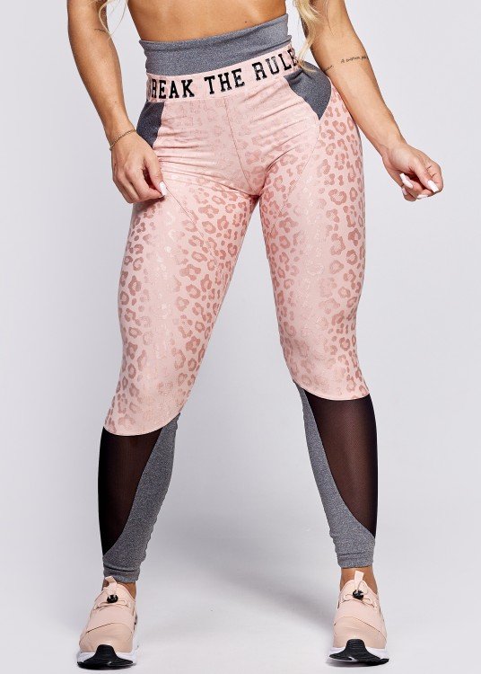 Calça Legging Fitness Break The Rules Rosé com Mescla