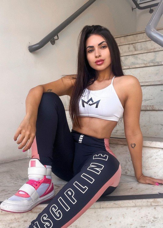 Calça Legging Discipline Preta com Rosé