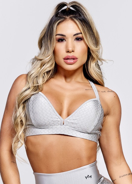Top Fitness Crystals em Poliamida Texturizada com Bojo