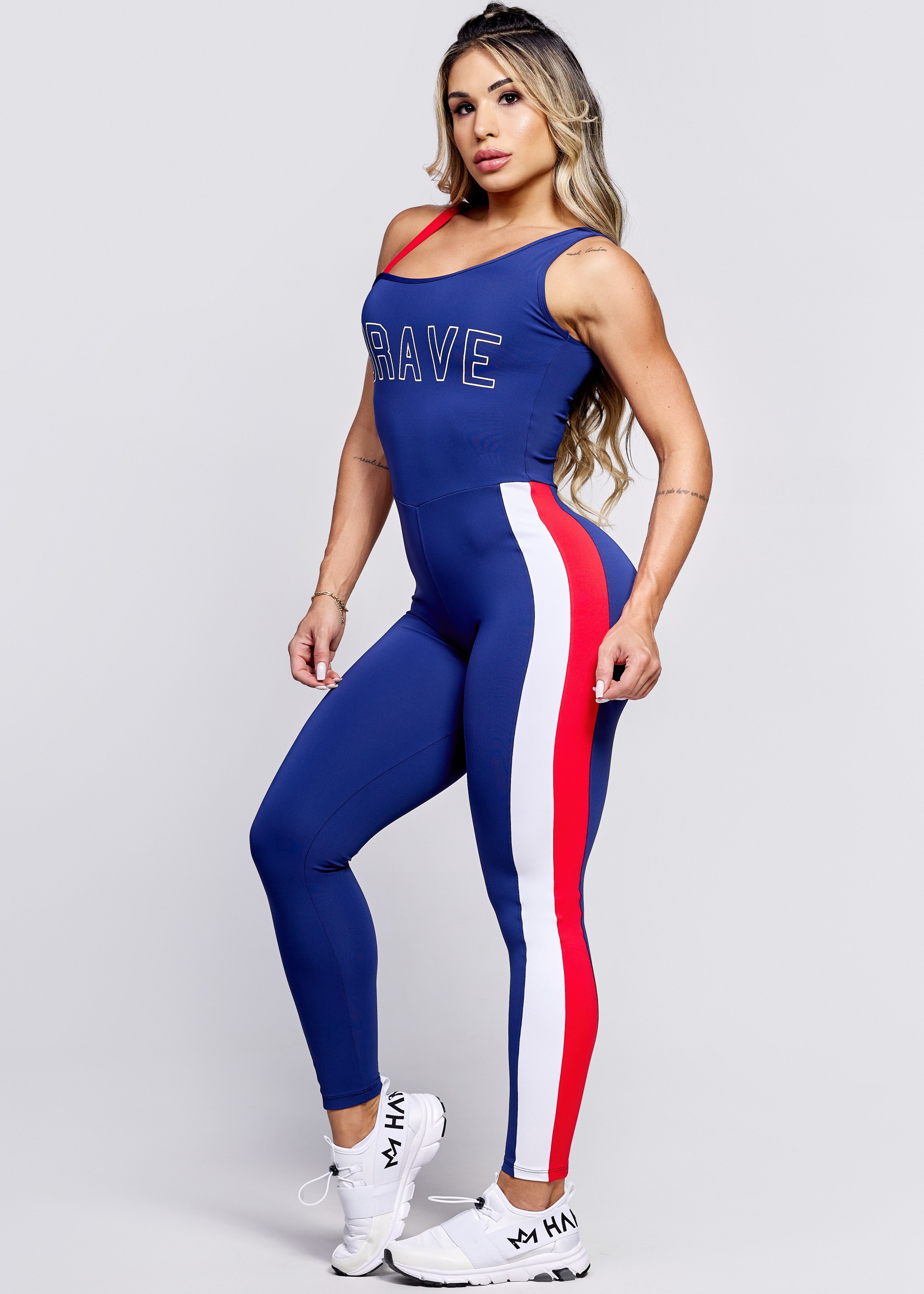 Macac o Fitness Brave Em Suplex de Poliamida Marinho com Recortes