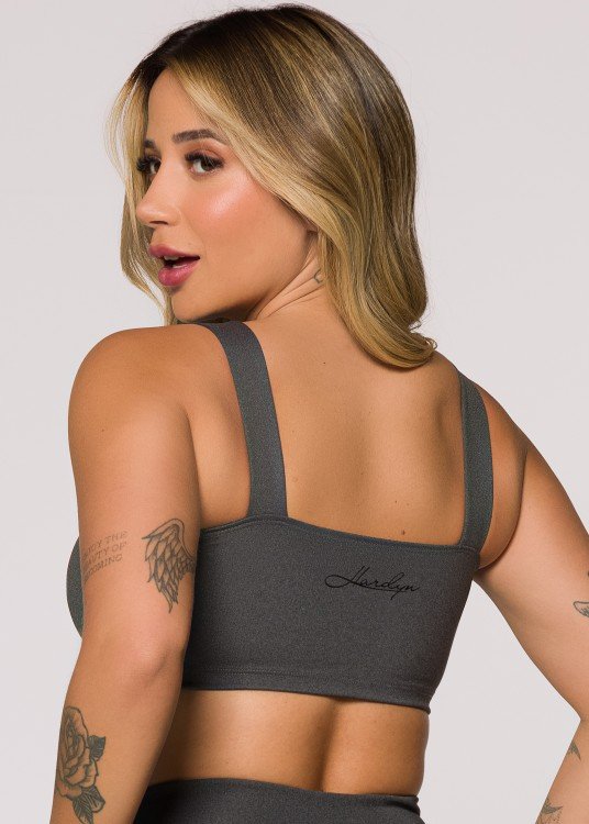 Top Fitness Sparkle em Suplex de Poliamida Mescla