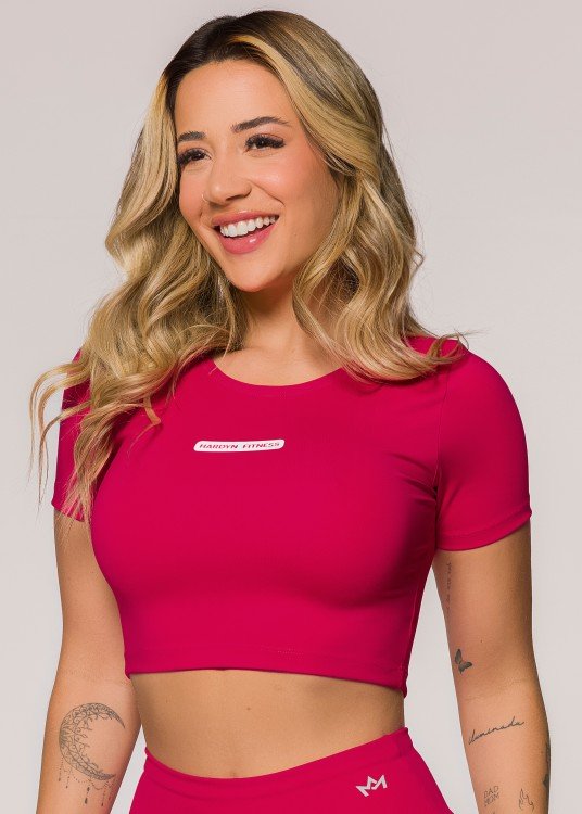 Cropped Hot Pink em Suplex de Poliamida Rosa