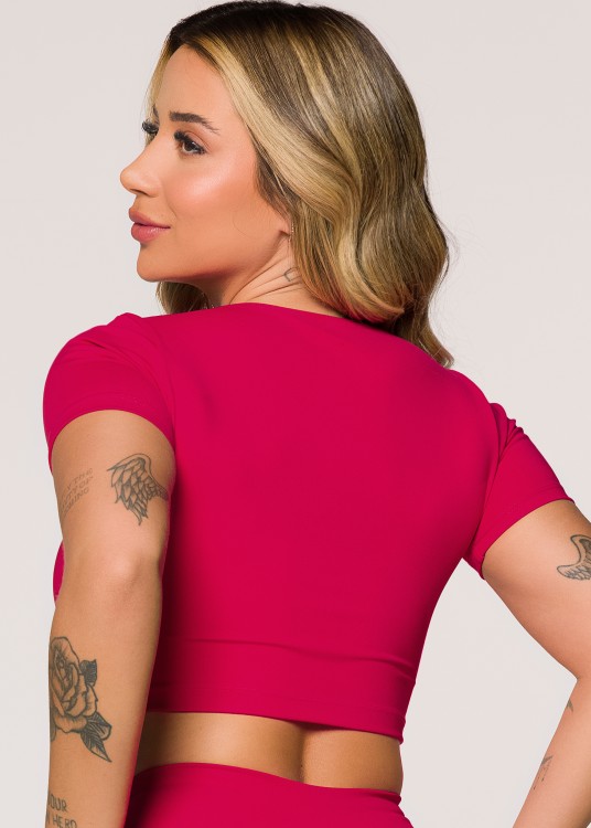 Cropped Hot Pink em Suplex de Poliamida Rosa