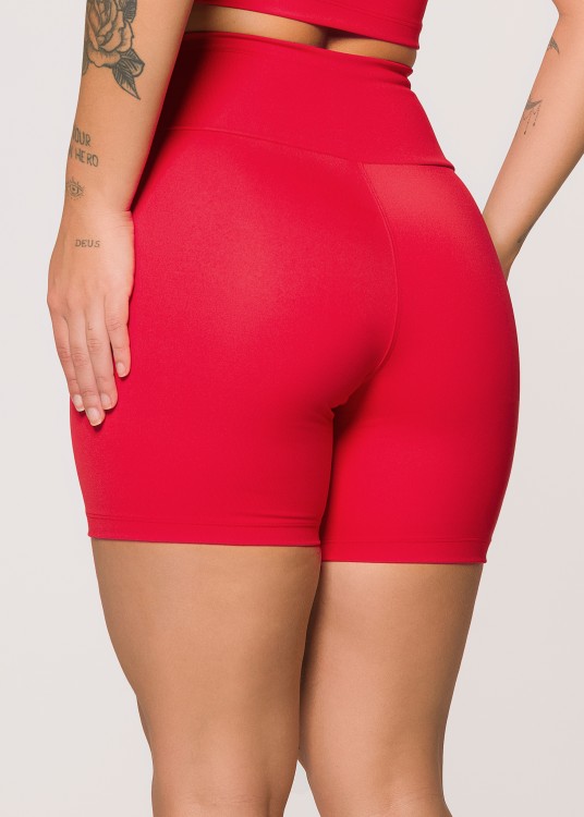 Short Fitness Red Shine em Suplex de Poliamida Vermelho