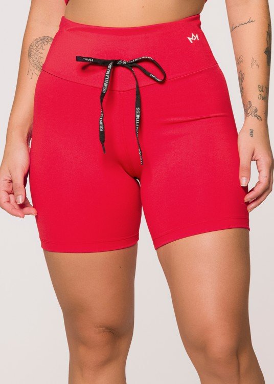 Short Fitness Red Shine em Suplex de Poliamida Vermelho