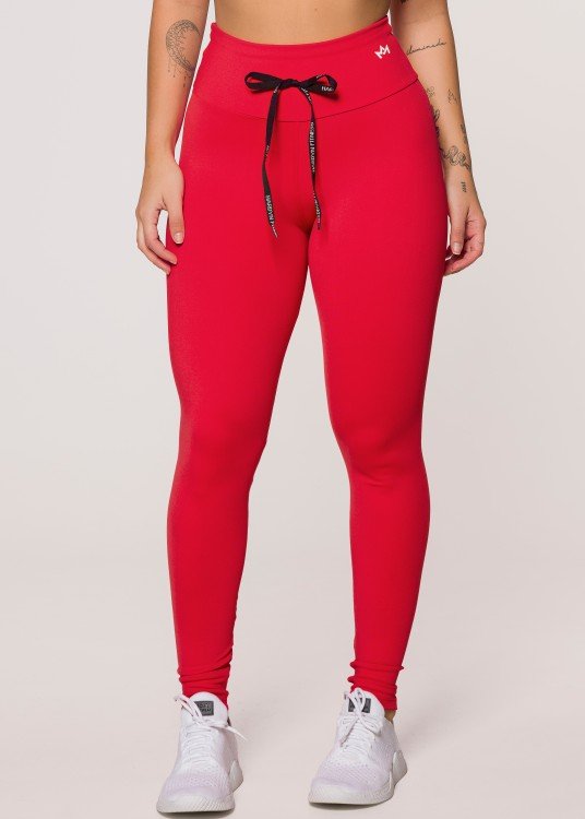 Legging Fitness Red Shine em Suplex de Poliamida Vermelho