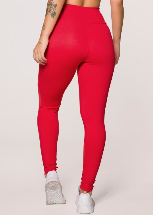 Legging Fitness Red Shine em Suplex de Poliamida Vermelho