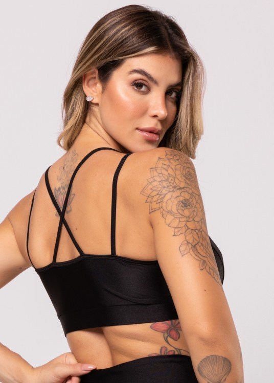 Top Fitness All Black Com Sobreposição