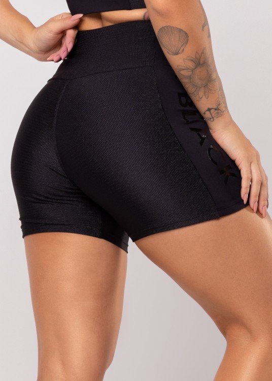 Short Fitness All Black Texturizado Com Silk