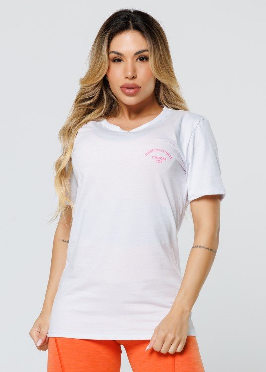Blusa Fitness Joy Branca em Algodão
