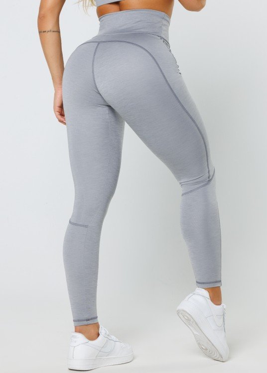 Calça Legging Joy em Suplex de Poliamida Cinza