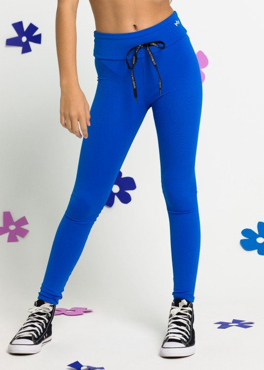 Legging Fitness Infantil Memories em Poliamida Azul