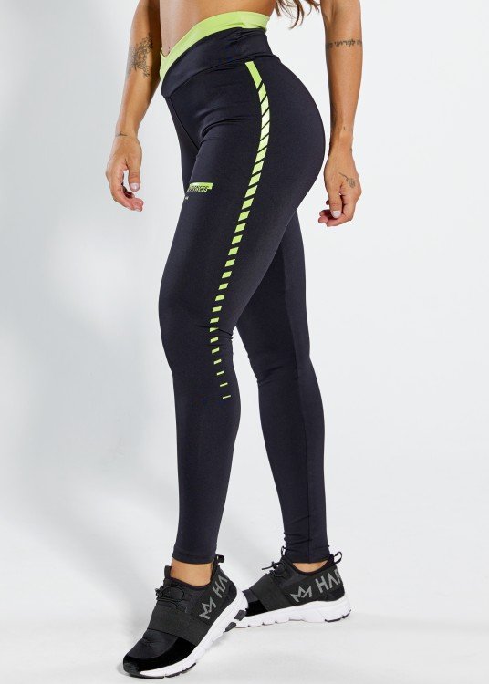 Calça Legging Lime em Poliamida Preta