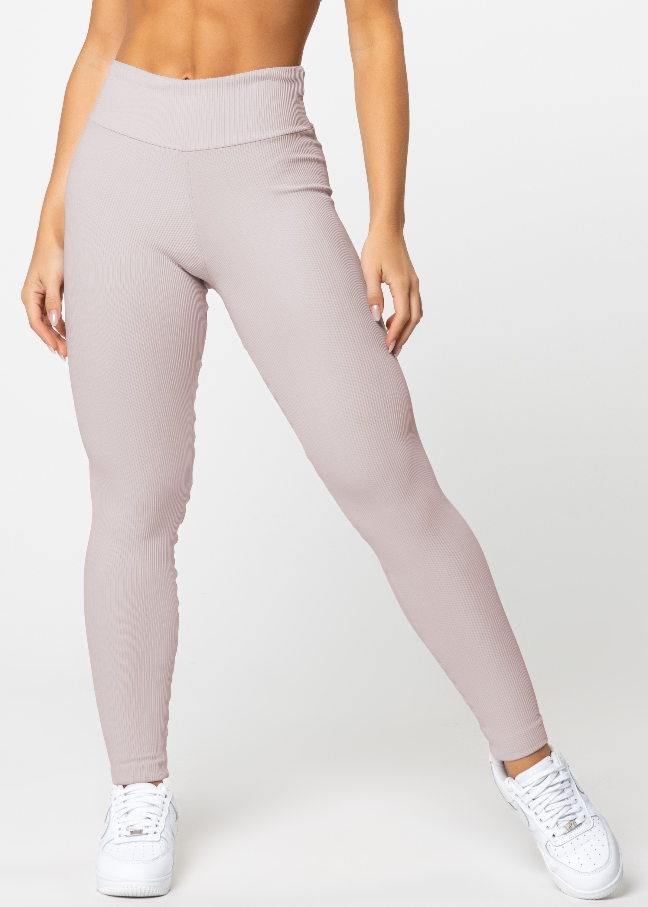 Calça Legging Preta com Detalhe Nude