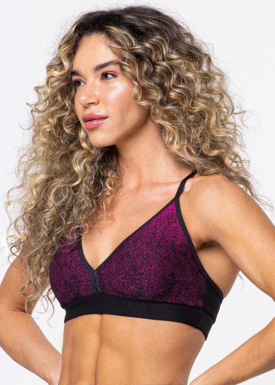 Top Fitness Decote em Jacquard Pink