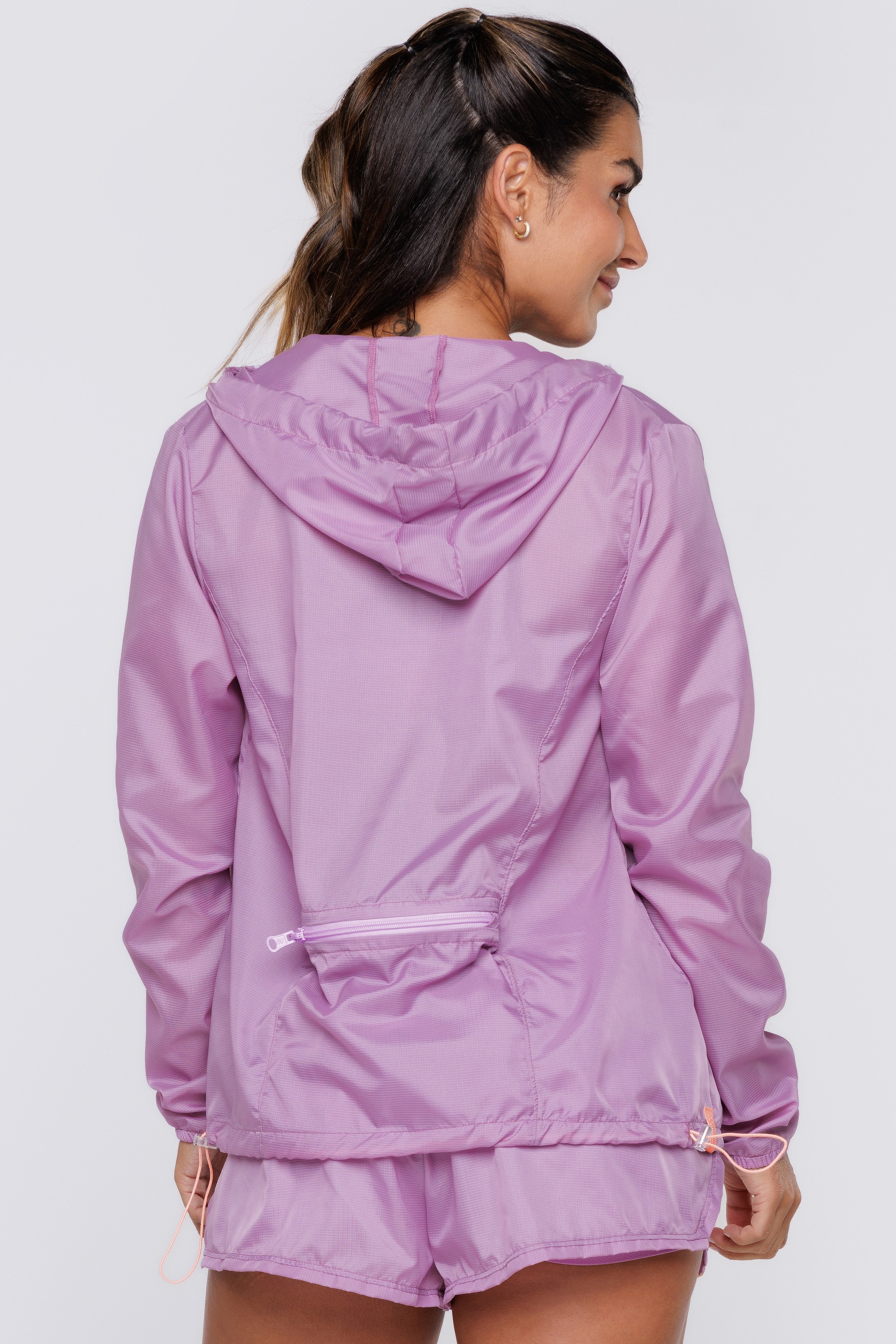 Jaqueta de Corrida com Capuz Lilás