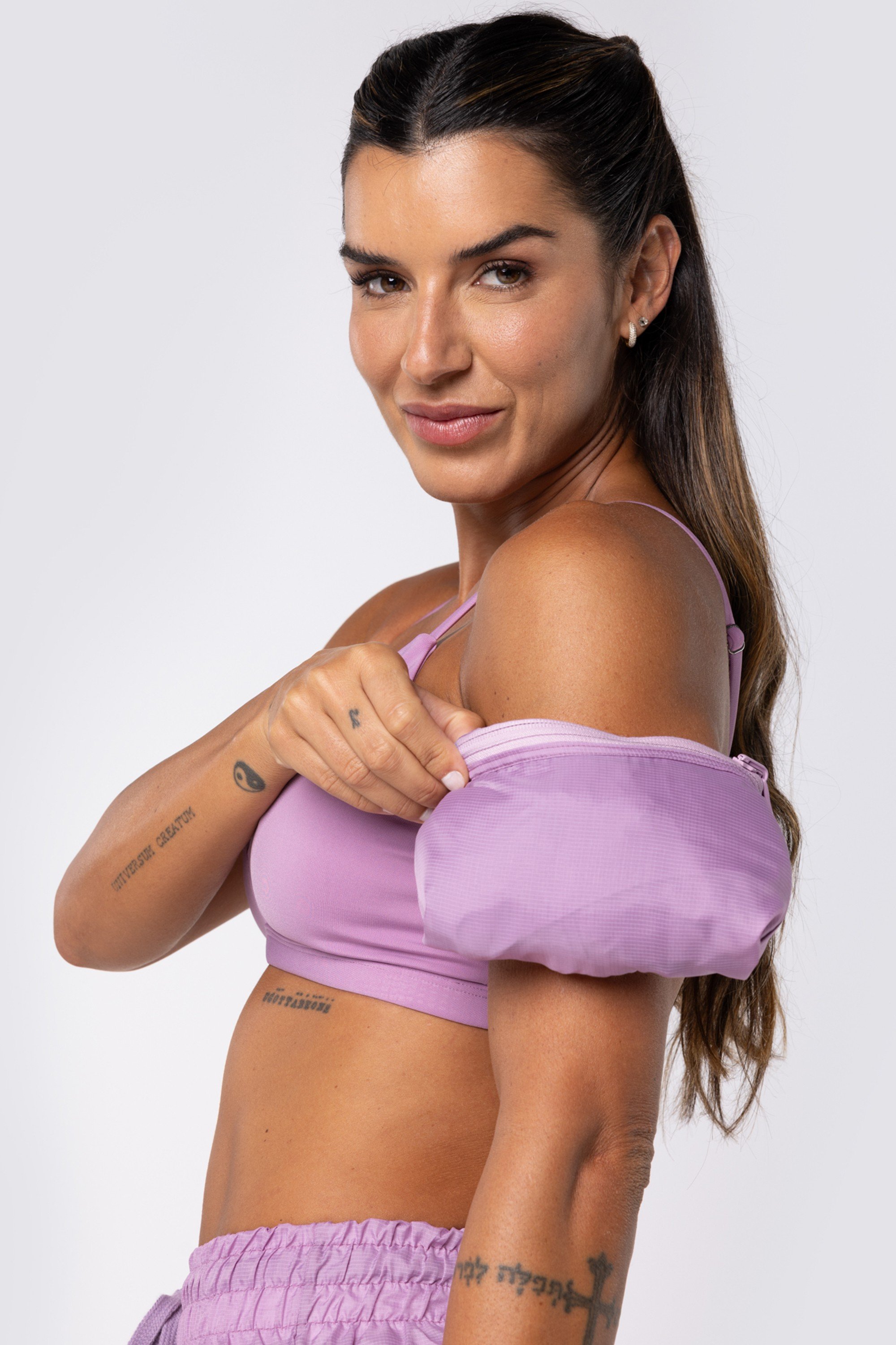 Jaqueta de Corrida com Capuz Lilás