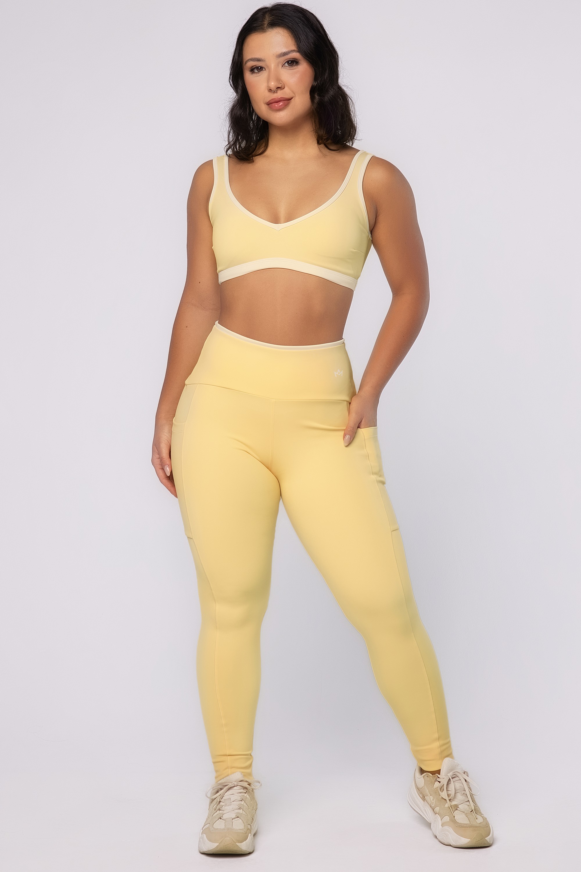 Legging Com Bolso Boost Amarelo Manteiga