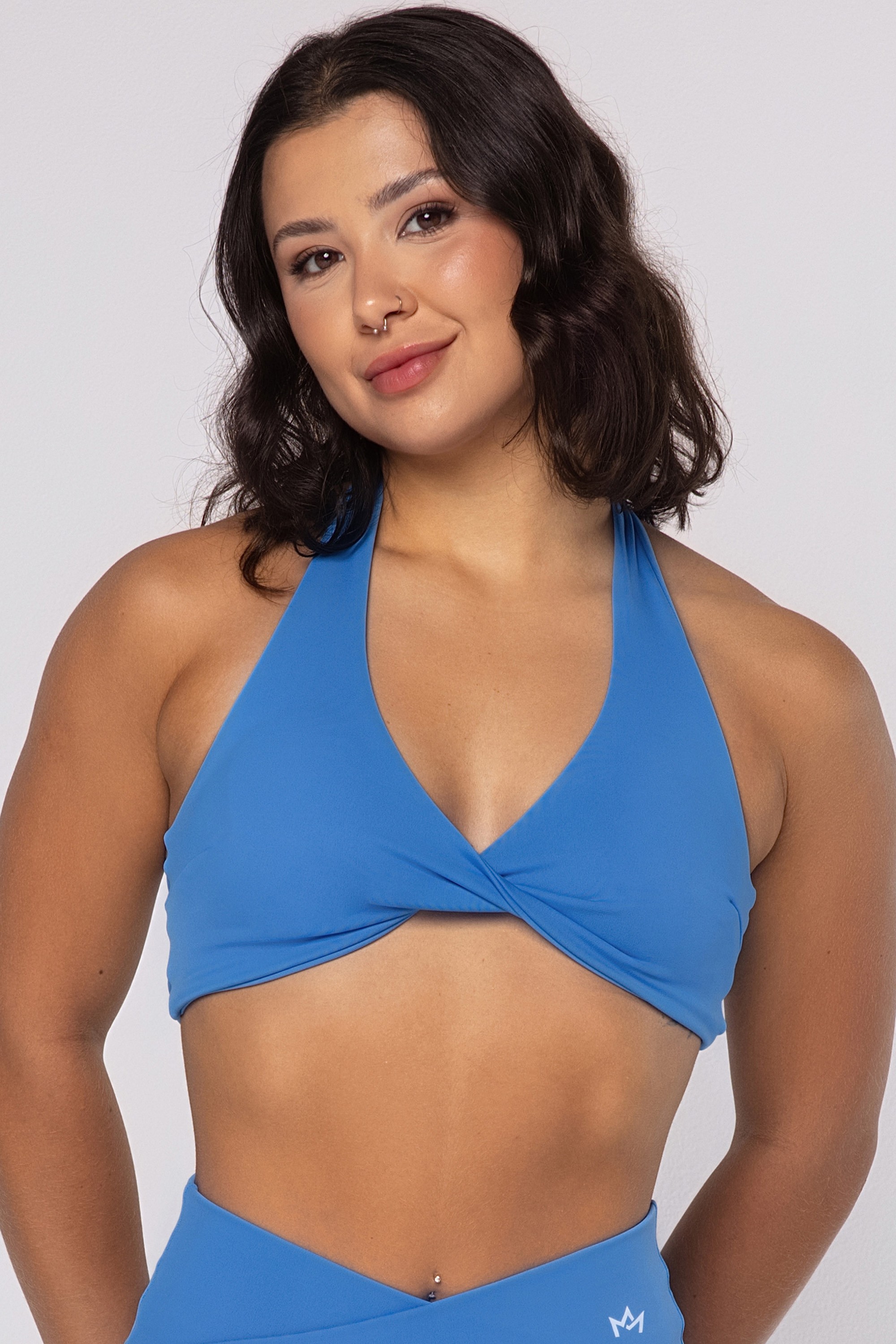Top Frente Única Decote Boost Azul Ocean