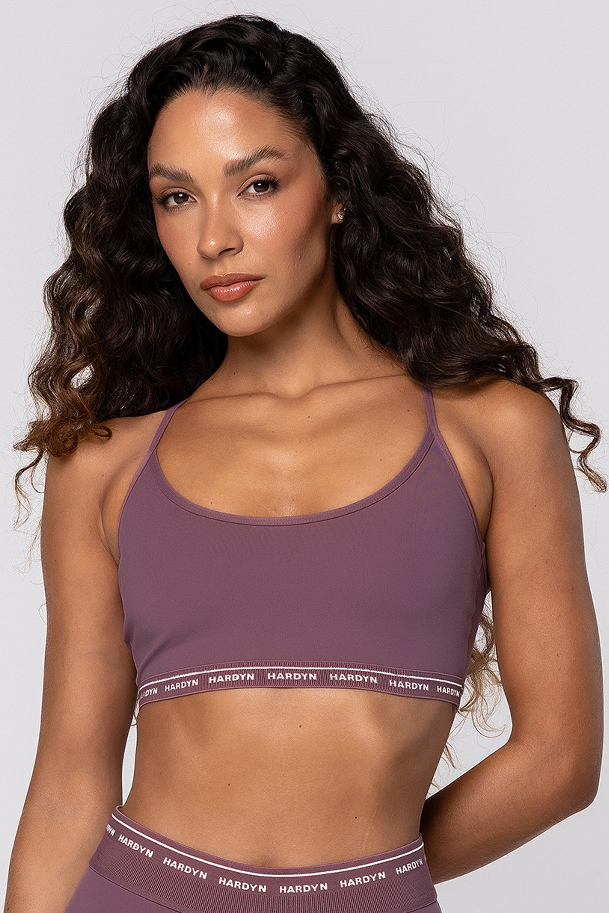Top Core Alças Finas Em Poliamida Rosa Matte