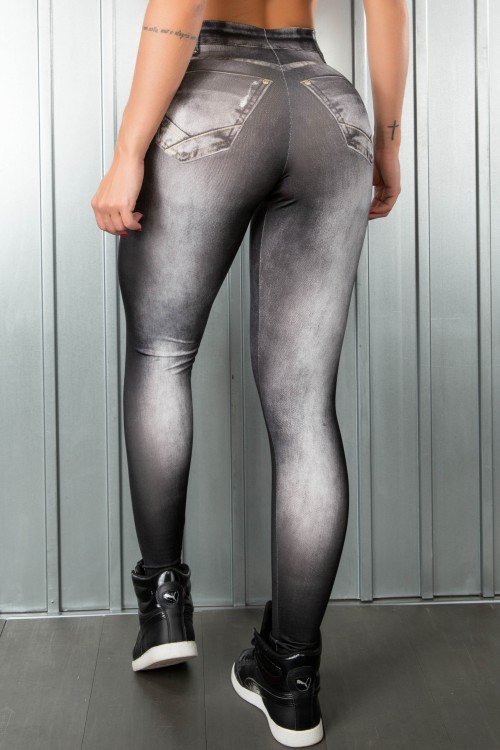Calça Legging Fake Jeans Black