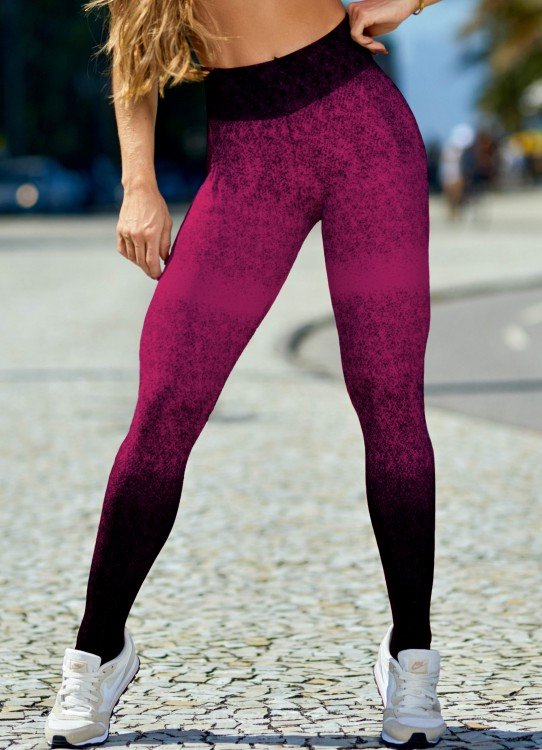 Legging Fitnes em Jacquard Rosa Degradê