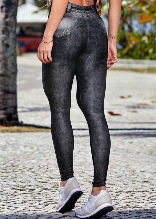 Calça Legging Fake Jeans Cool Black