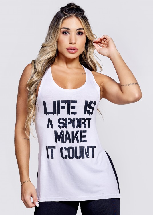 Blusa Alongada Life Branca com Silk