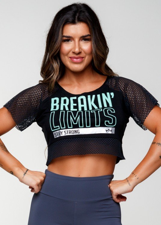 Cropped Fitness Preto Breaking Limits