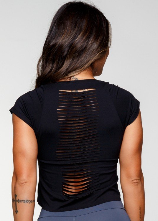 Cropped Fitness Mullet Amazing Preto com laser